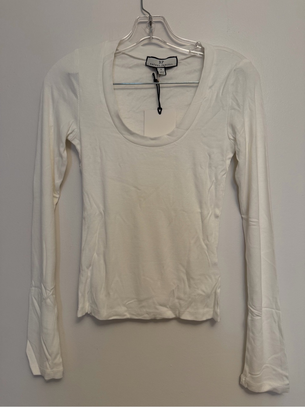 Rachel Parcell White Long Sleeve Scoop Neck Top